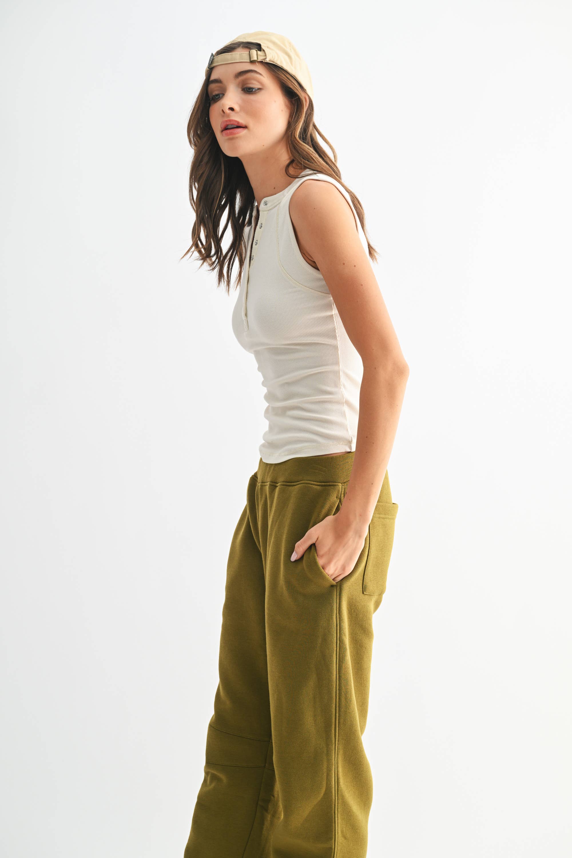 Henley Tank Top: Naturtal