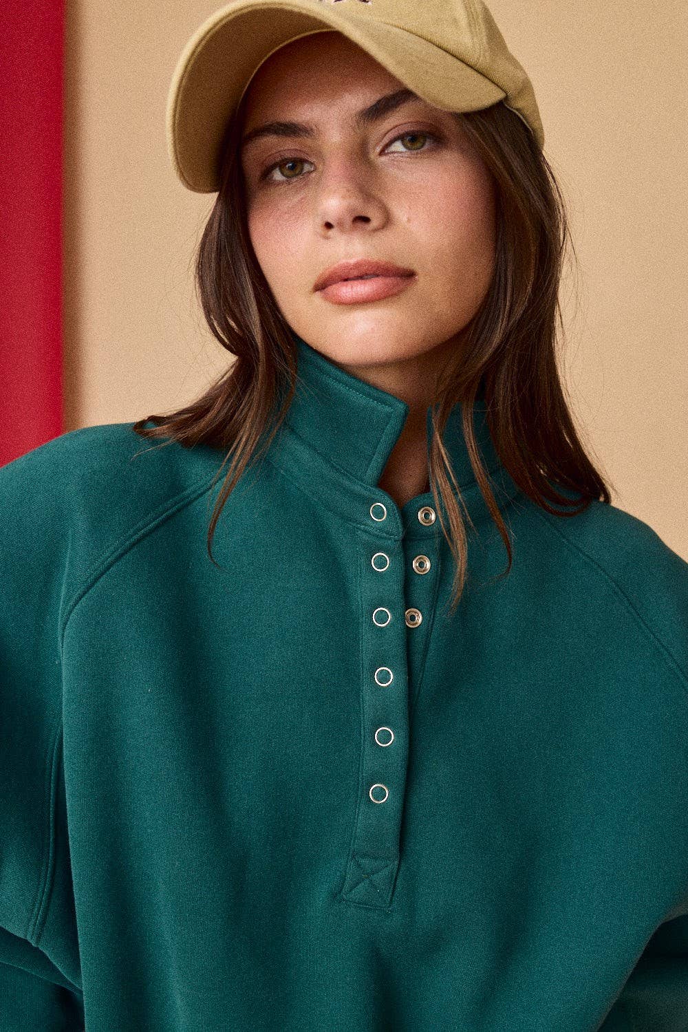 Piper Snap Button Sweater: Teal