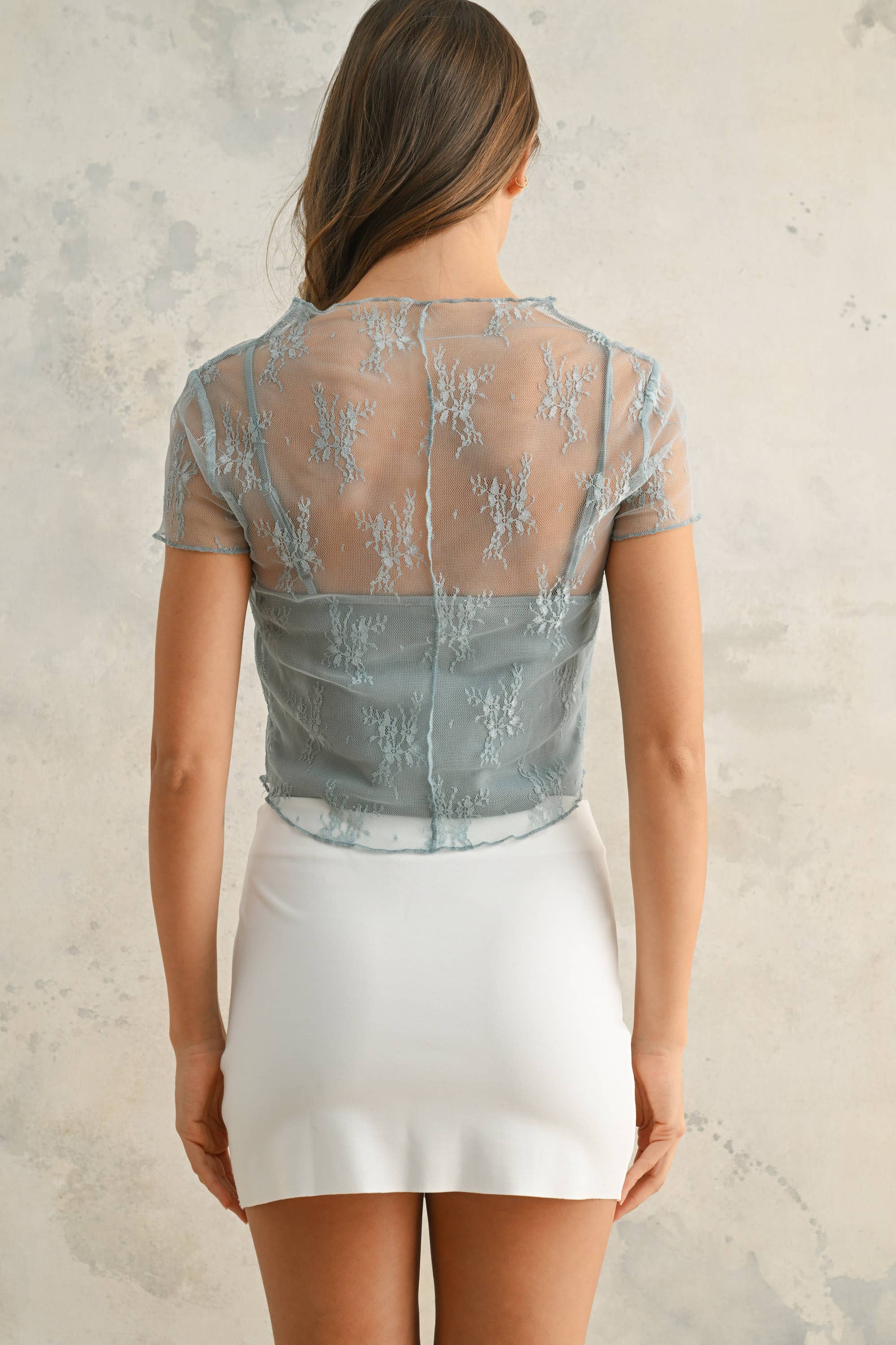 Lace Tank Top: Lt. Blue
