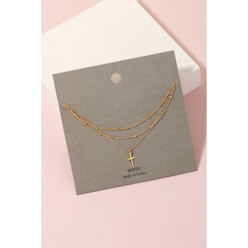 Cross Pendant Layered Dainty Chain Necklace