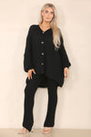 Oversized knit cardigan and trousers co-ord set: Black