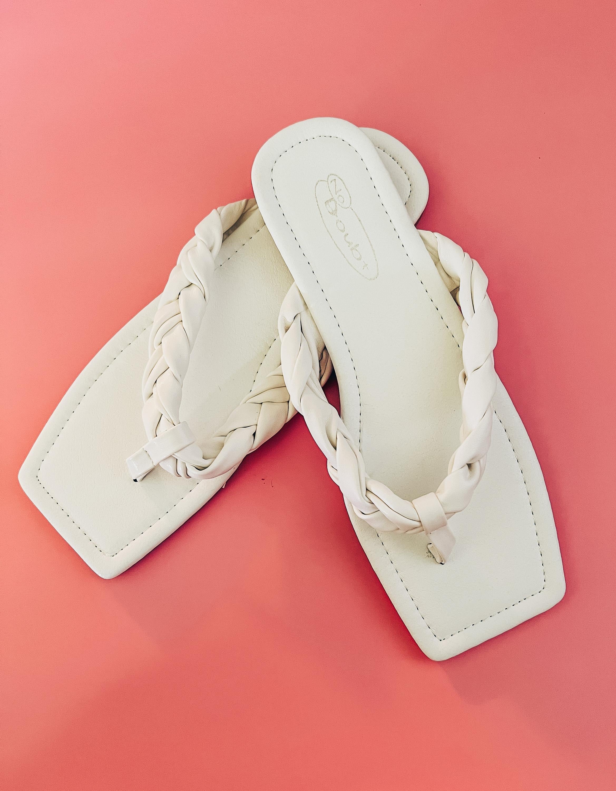 White Braided Sandals