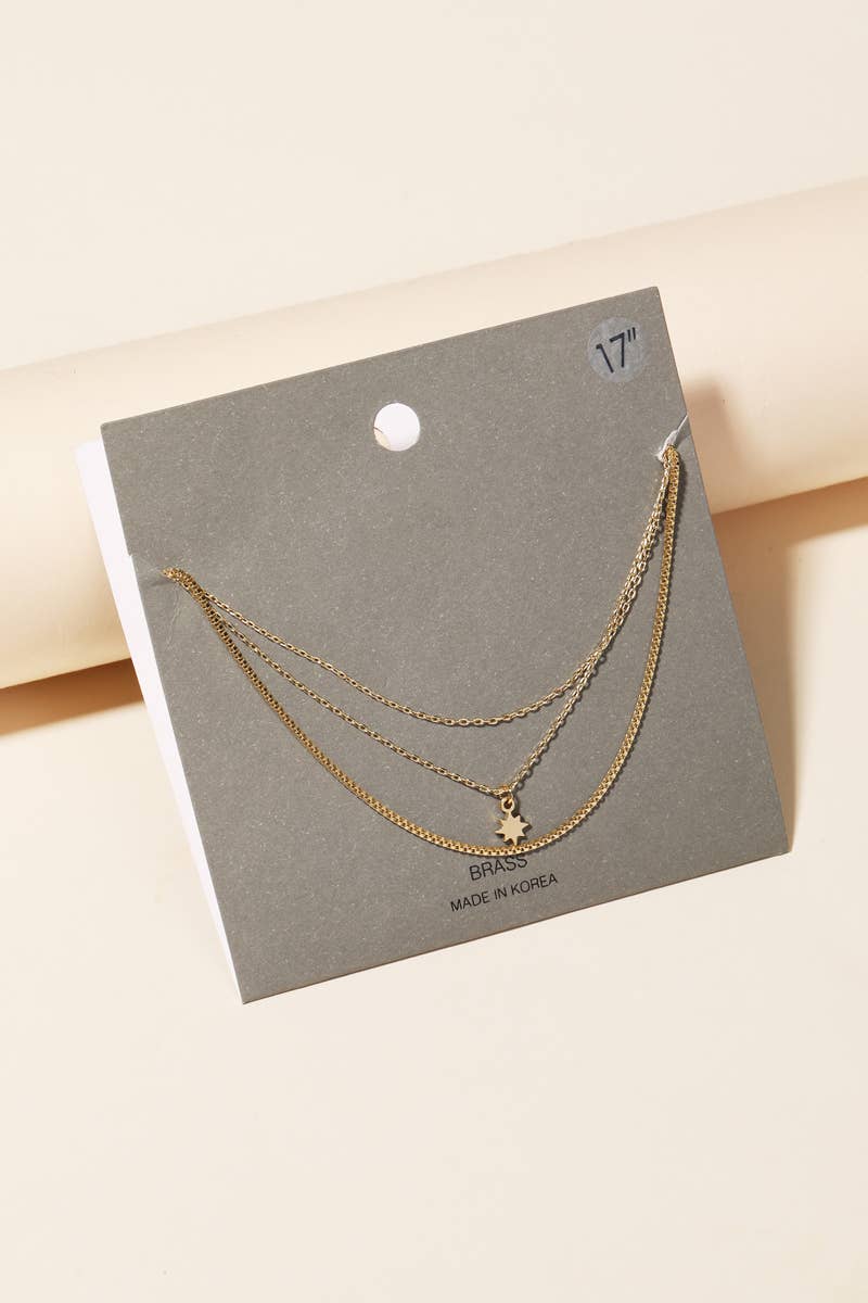 Dainty Layered Chain Star Pendant Necklace